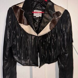 Black and Brown leather Fringe Jacket